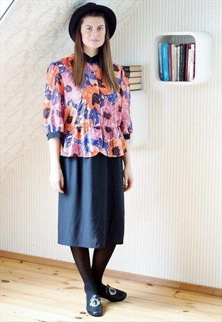 ORANGE FLORAL AND BLACK DRESS