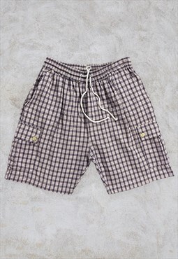 Vintage Casual Check Shorts Cotton Medium