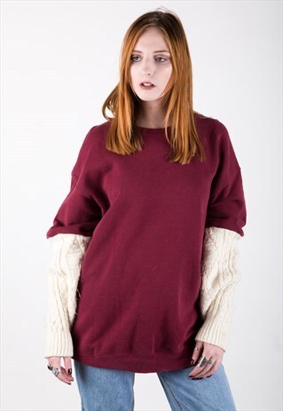 REWORKED VINTAGE ARAN SLEEVE SWEATER