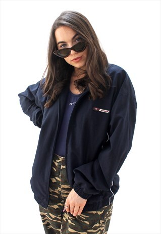 90'S RETRO NAVY OVERSIZED TRACK JACKET