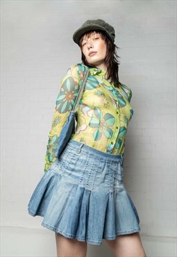 Y2k Dolce & Gabbana Floral Denim Skirt Dress