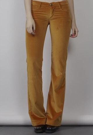 VINTAGE 90'S GAS ORANGE VELVET FLARED JEANS