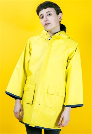 VINTAGE YELLOW/BLUE REVERSIBLE FISHERMAN SEAMANS JACKET