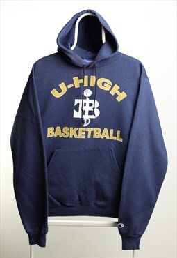 Vintage Champion U-High Basketball Logo Hoodie Navy