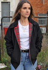 New Womens Tartan Harrington Mod Bomber Jacket Coat 