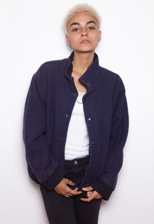 VINTAGE 90S LEE NAVY WOOL BOMBER JACKET ID:1373