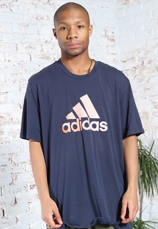 Vintage Adidas Big Logo T-Shirt Blue