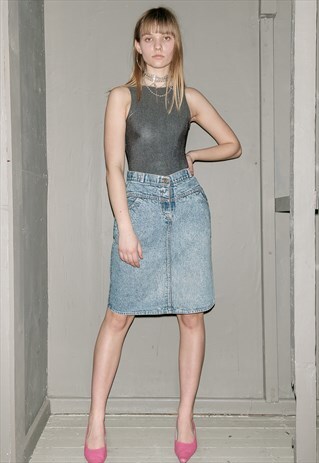LEGENDARY MAWIN VINTAGE DENIM MINI SKIRT / 90S