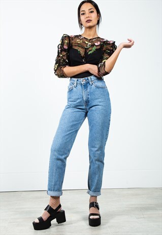 VINTAGE 80S LEVI'S MOM JEANS MID WASH / 0197