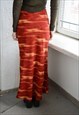 VINTAGE Y2K RED ABSTRACT PRINT MAXI SKIRT