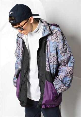 VINTAGE 90S ABSTRACT AZTEC RAIN COAT
