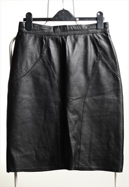 Vintage Lether High Waist Pencil Skirt Black