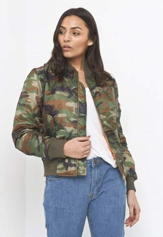 LIQUOR N POKER - WYOMING CAMOUFLAGED PADDED BOMBER JACKET