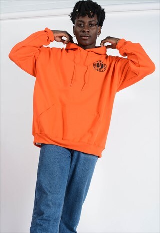 UNISEX HOODIE IN ORANGE WITH STAMP LOGO