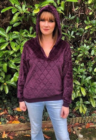 PLUM VELOUR TEDDY BEAR HOODY