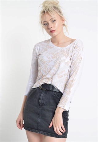 VINTAGE CALVIN KLEIN LONG SLEEVE T-SHIRT TOP WHITE