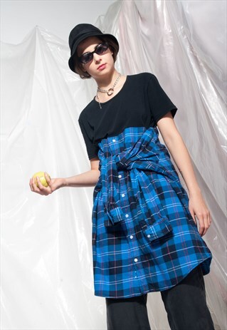 VINTAGE SHIRT DRESS REWORKED DECONSTRUCTED GRUNGE TEE DRESS