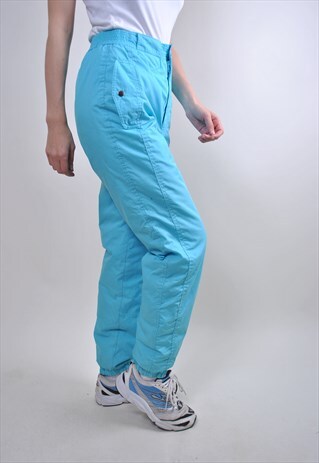 VINTAGE WOMAN BLUE SKI SUIT PANTS,80S SNOW SUIT TROUSERS