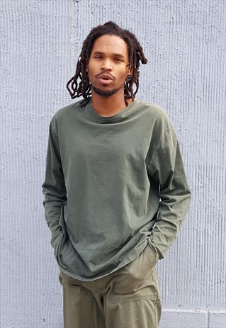 90S SPORTSWEAR SKATER GREEN LONG SLEEVE TEE LARGE