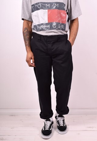 DICKIES MENS VINTAGE TROUSERS W34 L32 BLACK 90S