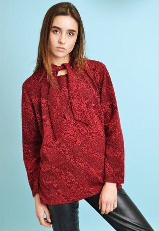 70'S RETRO SHIMMER ABSTRACT PRINT OVERSIZED BLOUSE TOP