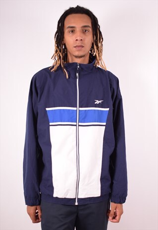 REEBOK MENS VINTAGE JACKET XL NAVY BLUE 90S