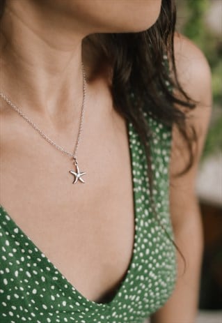 STARFISH NECKLACE SILVER CHAIN PENDANT GIFT FOR HER BEACH