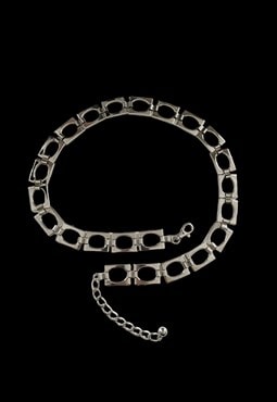 Vintage Ladies 70's Silver Metal Chain Link Adjustable Belt