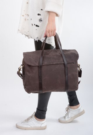 EAZO WAXED CANVAS AND LEATHER SATCHEL LAPTOP BAG
