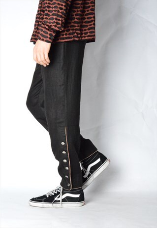 VINTAGE 80S BROWN LINEN BLEND PANTS