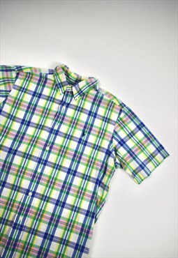 Vintage 90s Polo Ralph Lauren Green/Blue Cotton Shirt 