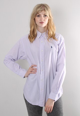VINTAGE 90S POLO RALPH LAUREN PURPLE CHECK SHIRT
