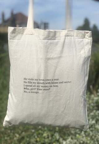 MANGO PUN POEM NATURAL COTTON TOTE