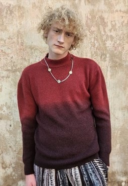 Gradient sweater tie-dye knit jumper in light and dark red
