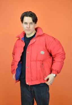 Vintage red classic puffer bomber jacket