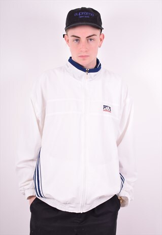 ADIDAS MENS VINTAGE TRACKSUIT TOP JACKET XL WHITE 90'S