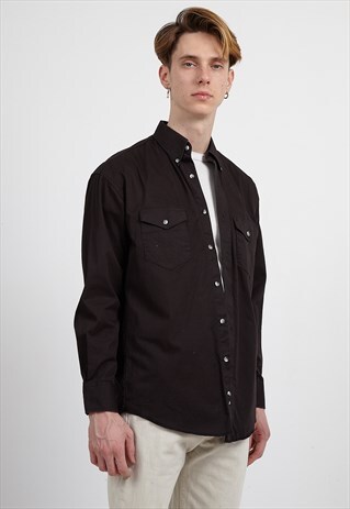 VINTAGE BLACK WRANGLER LONG SLEEVE SHIRT