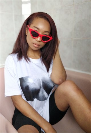 RED SLIM CAT EYE FESTIVAL SUNGLASSES
