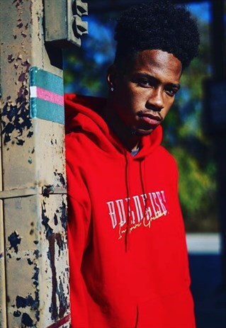 BORN RISKY RED EMBROIDERED HOODIE