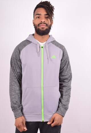 ADIDAS MENS VINTAGE HOODIE JACKET MEDIUM GREY 90S