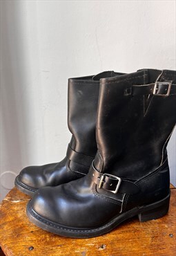 Vintage 00s Biker  Boots  Black UK 9.5 EU 42.5