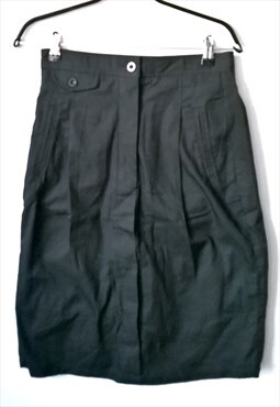Black Zip Fly Pencil Skirt High Waisted Cargo Casual Skirt S