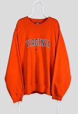 Vintage Orange Nike Sweatshirt Centre Swoosh Virginia 3XL