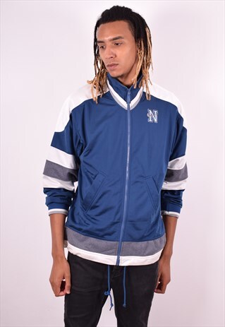 NIKE MENS VINTAGE TRACKSUIT TOP JACKET SMALL BLUE 90S