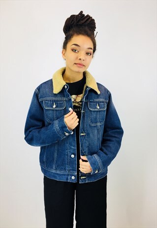 VINTAGE DISESEL SHERPA DENIM JACKET