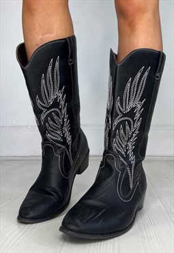 Vintage 90s Cowboy Boots Cowgirl Leather Western Festival 