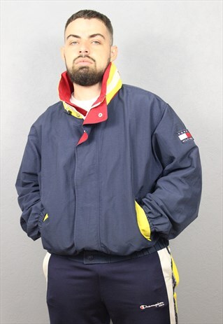 VINTAGE TOMMY HILFIGER WINDBREAKER BIG LOGO 90S JACKET SZ XL
