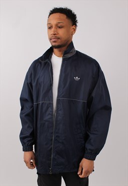 Vintage Men's Adidas Originals Navy Grey Jacket