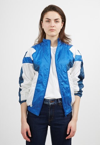 VINTAGE BLUE WHITE TRACK ZIP JACKET