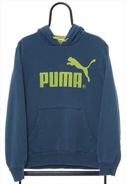 Retro Puma Blue Logo Hoodie Mens